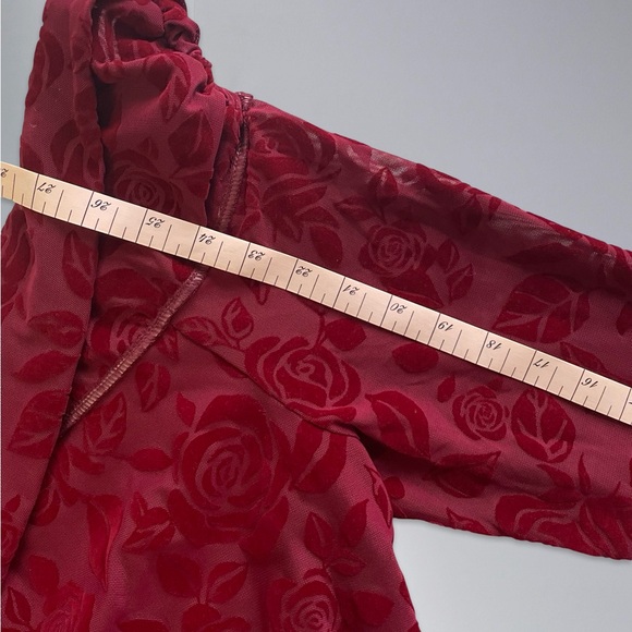 Wild fable long sleeve Flocked mini fit and flare red Off-Shoulder Dress 1X - Picture 9 of 9